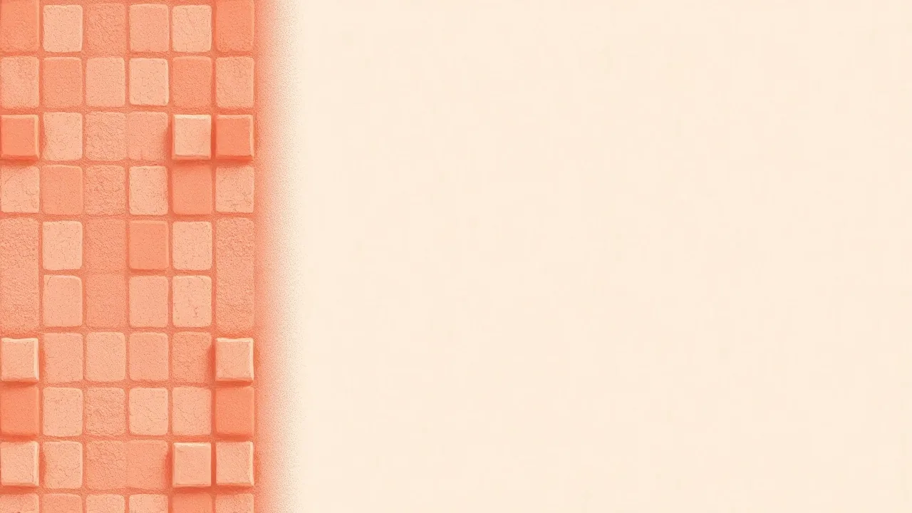 Illustration éditoriale : une colonne de petits carrés corail, certains pleins et certains contours seuls, posés sur un fond clair, évoquant une vérification menée point par point